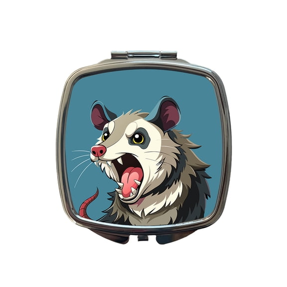 Opossum Screaming Funny Travel Makeup Handbag Purse Small Pocket Compact Mirror