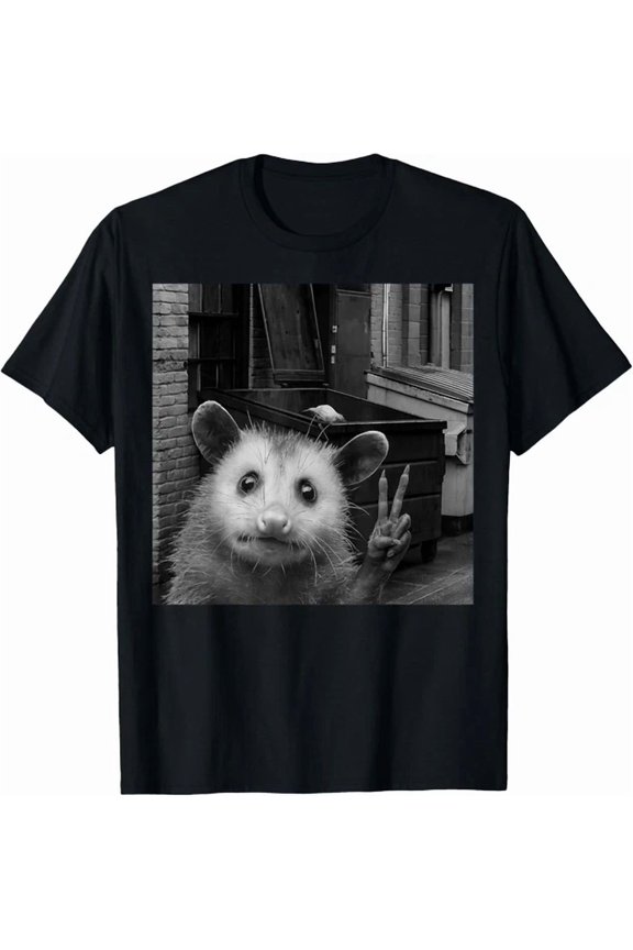 Opossum Selfie With Trash Bin Funny Gifts Design Fun T-Shirt