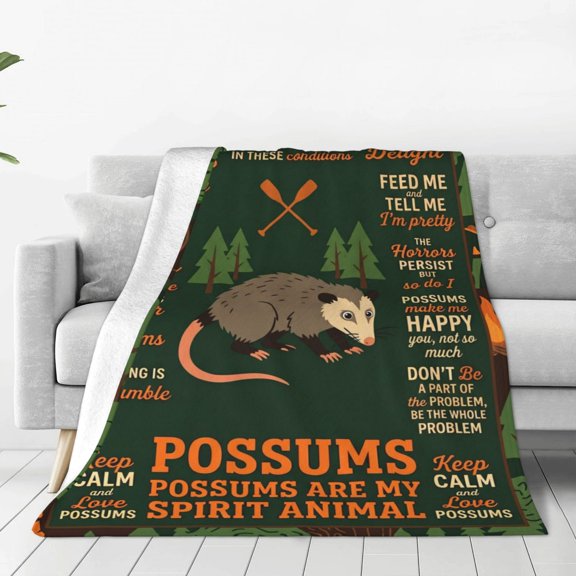 Opossum Throw Blanket, Gift for Possum Lovers Women Men, Opossum Lover Blanket, Farmhouse Style for Sofa Couch Bed Travel Home Decor 50x40