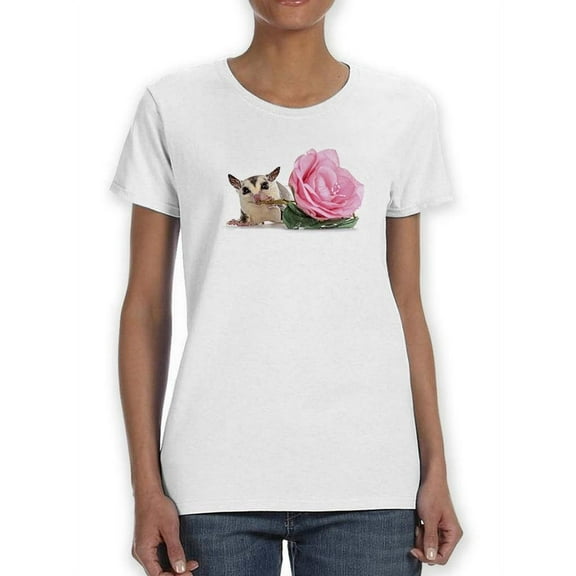 Opossum With A Big Rose Shaped T-Shirt Women -Image by Shutterstock, Female Small