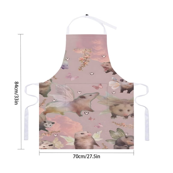 Opossum apron with pockets and waterproof option, adjustable adult kitchen apron, chef apron for cooking, drawing, and craftsfor 33" x 28"70X84cm).