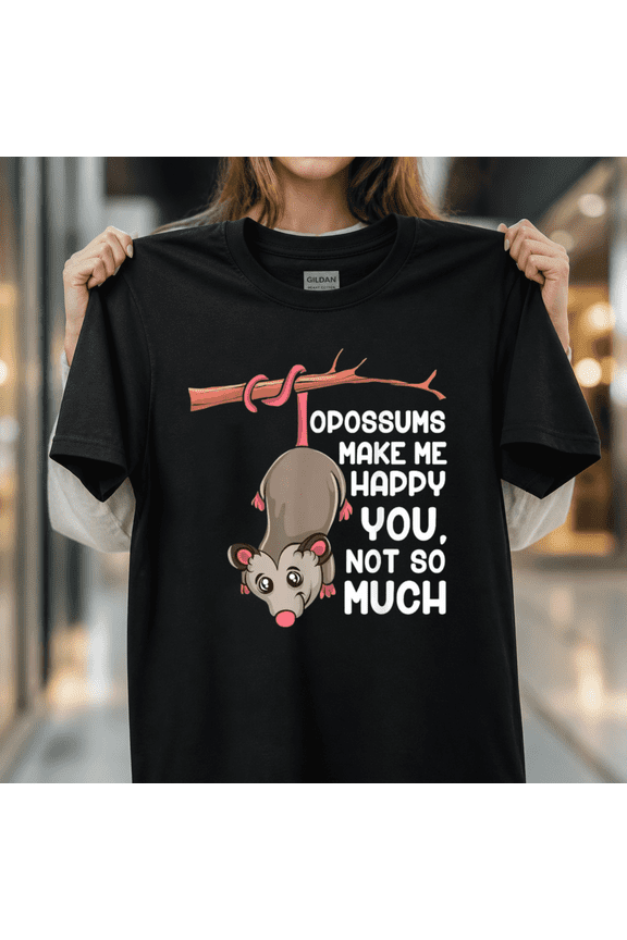 Opossums Make Me Happy You Not So Much Funny Opossum Misanthrope Unisex T-Shirt_pixian_ai, S-5XL