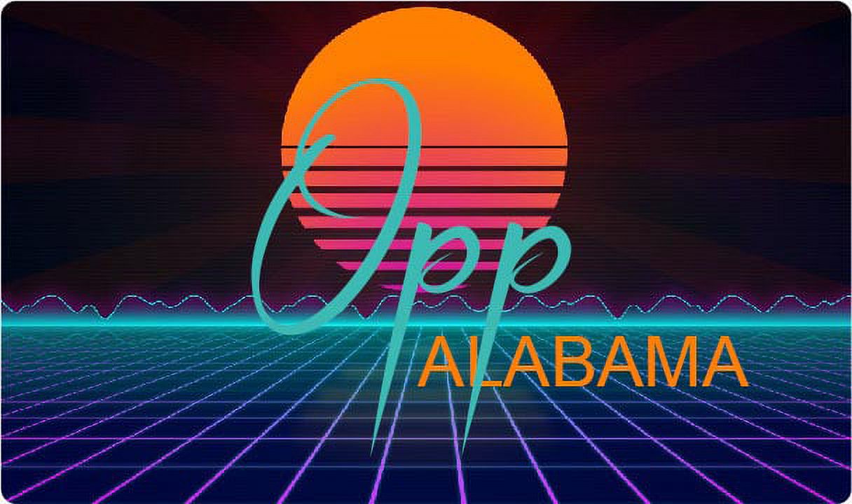 Opp Alabama 4 X 2.25Inch Vinyl Decal Stiker Retro Neon Design