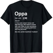 Oppa Definition Korean K-Drama Boyfriend Husband T-ShirtMen and women, Black T-shirt, size Extra large