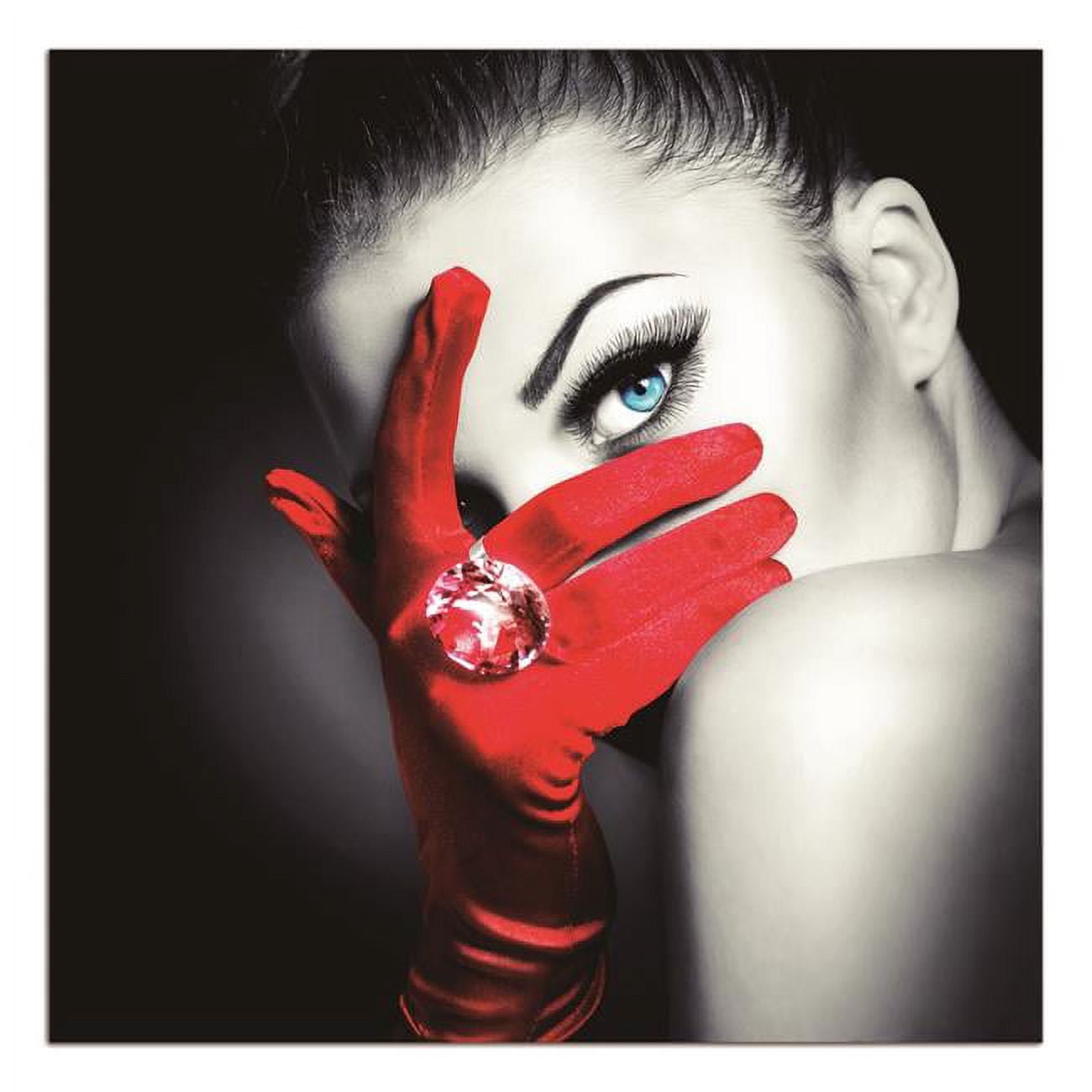 Striking Black and Red Acrylic Wall Art with Diamond Detail
