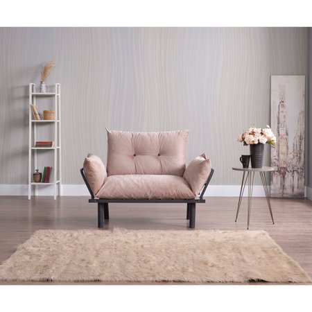 Homedora Oppo Extra Wide Modern, Metal Legs Button Loveseat Vizon