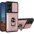 thumbnail image 1 of for Oppo Reno8 T 5G Case with Slide Camera Cover, Heavy Duty Protective with Ring Kickstand & Card Holder Cell Phone Case for Oppo Reno8 T 5G LJK Rose Gold, 1 of 10