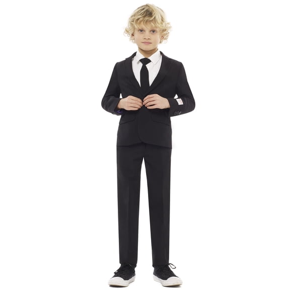 OppoSuits Boys Black Knight Solid Color Suit