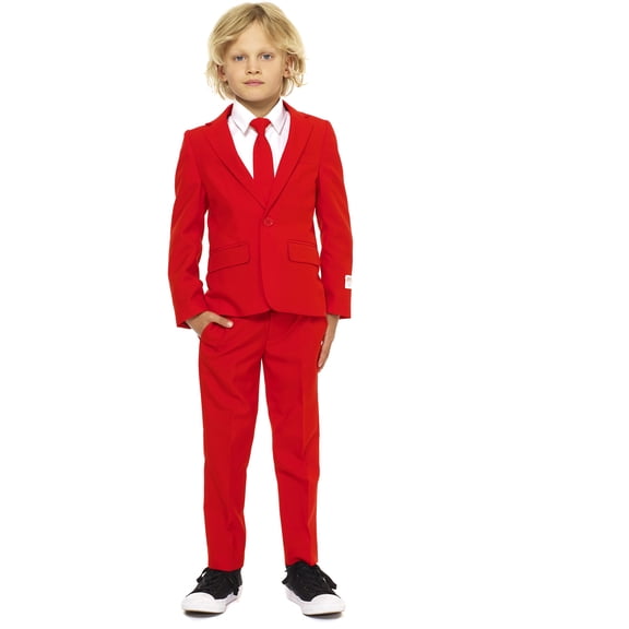 OppoSuits Boys Red Devil Solid Color Suit
