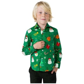 OppoSuits Boys' Shirts SHIRT LS Festivity Green Boys - US 8Y Green