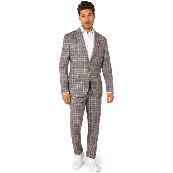 OppoSuits Daily Men's Suits Daily Checked Tan - US 42 Miscellaneous