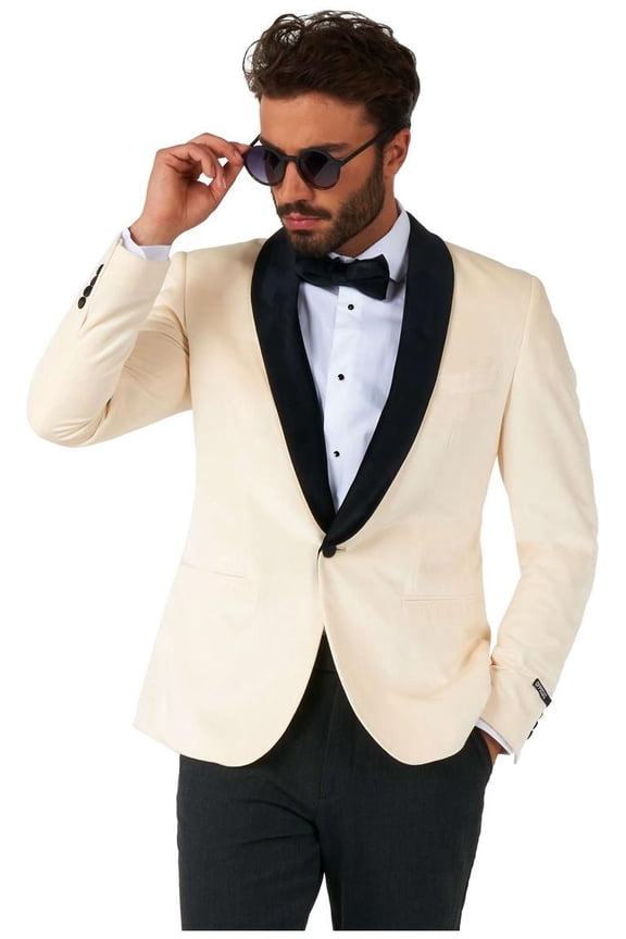 Men's Blazers Dinner Jacket - Ivory Champagne - US 44 White