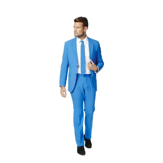 OppoSuits Men's Blue Steel Solid Color Suit