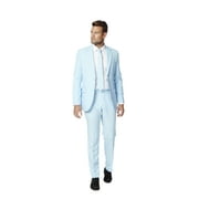 OppoSuits Mens Cool Blue Solid Color Suit