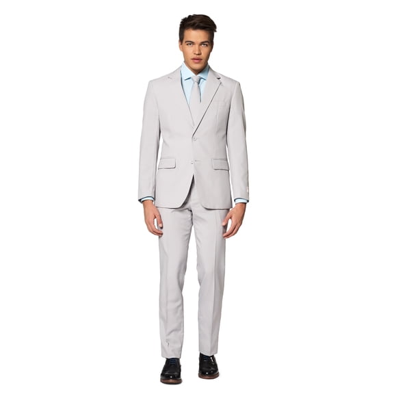 OppoSuits Men's Groovy Grey Solid Suit