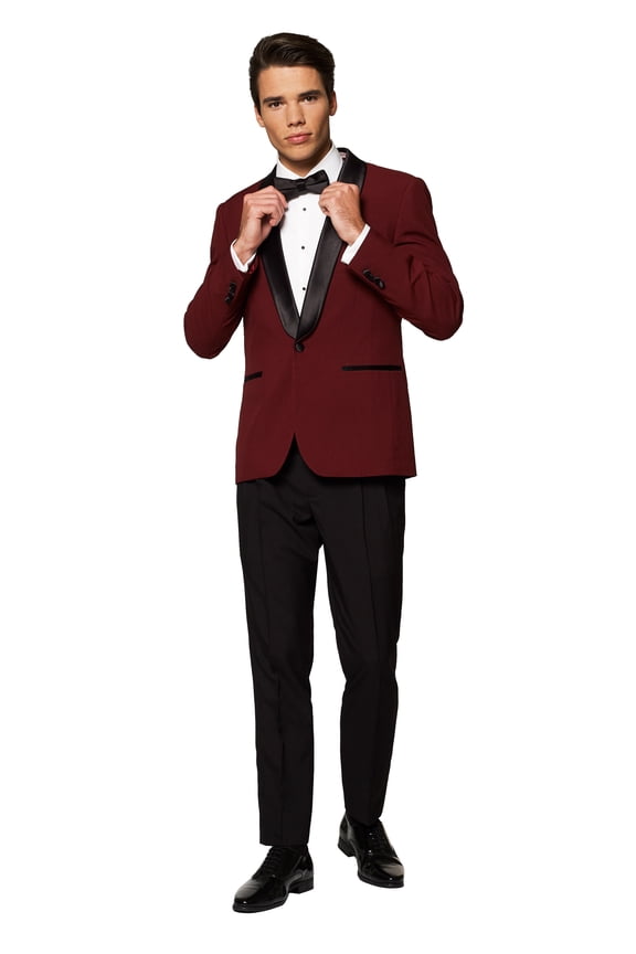 Men's Hot Burgundy Festive Tuxedo