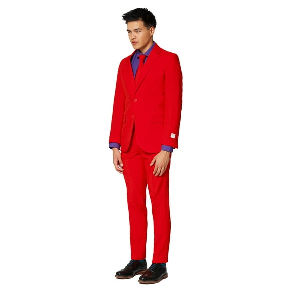 OppoSuits Men's Red Devil Solid Color Suit