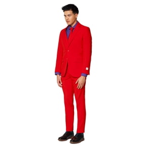 OppoSuits Men's Red Devil Solid Color Suit