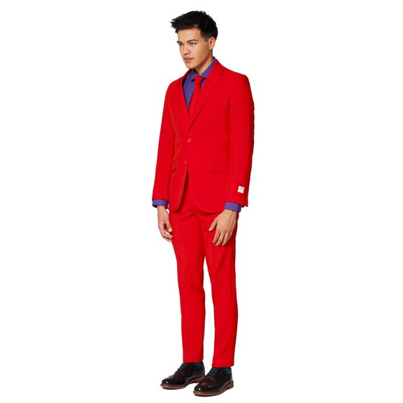 OppoSuits Men's Red Devil Solid Color Suit