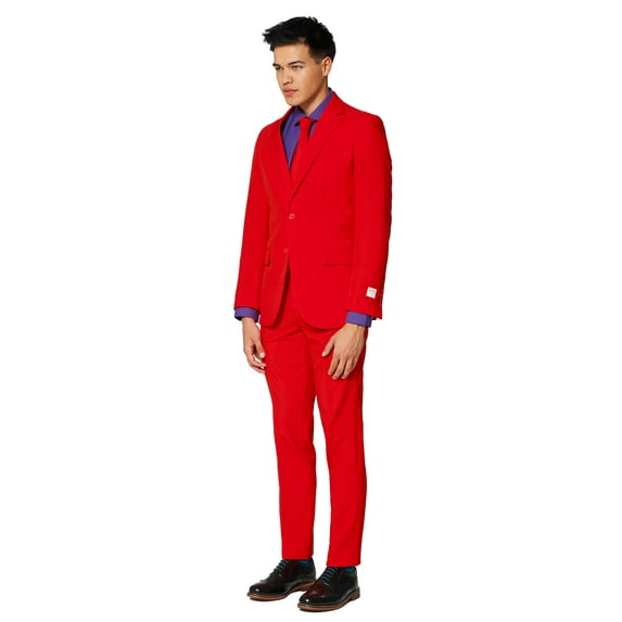 OppoSuits Men's Red Devil Solid Color Suit