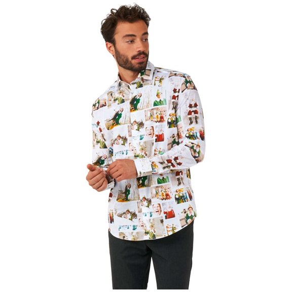 OppoSuits Men's Shirts SHIRT LS ElfT Christmas - XL White