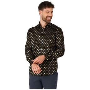 OppoSuits Men's Shirts SHIRT LS Shiny Polka Star - L Black