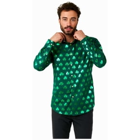 OppoSuits Men's Shirts SHIRT LS Shiny Shamrock - L Green