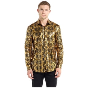 OppoSuits Men's Shirts SHIRT LS Shiny Snake - L Gold