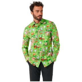 OppoSuits Men's Shirts SHIRT LS SpongeBobT Christmas - L Green