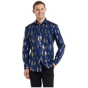 OppoSuits Men's Shirts SHIRT LS Teriffic Trees - M Blue