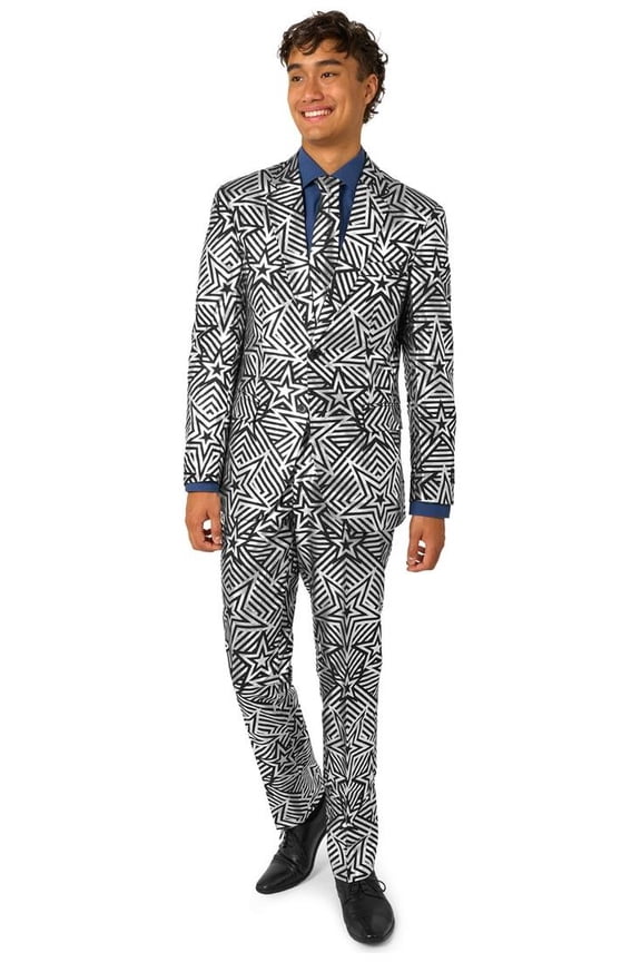 Men's Suits Silver Geo Star - US 42 Black