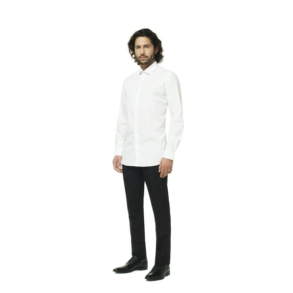 OppoSuits Men's White Knight Solid Color Shirt