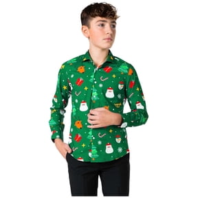 OppoSuits Teen Boys' Shirts SHIRT LS Festivity Green Teen boys - US 10Y Green