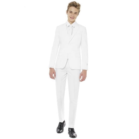 OppoSuits Teen Boys White Knight Solid Color Suit