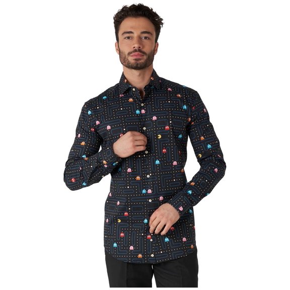 OppoSuits Men's Shirts SHIRT LS PAC-MANT - L Black