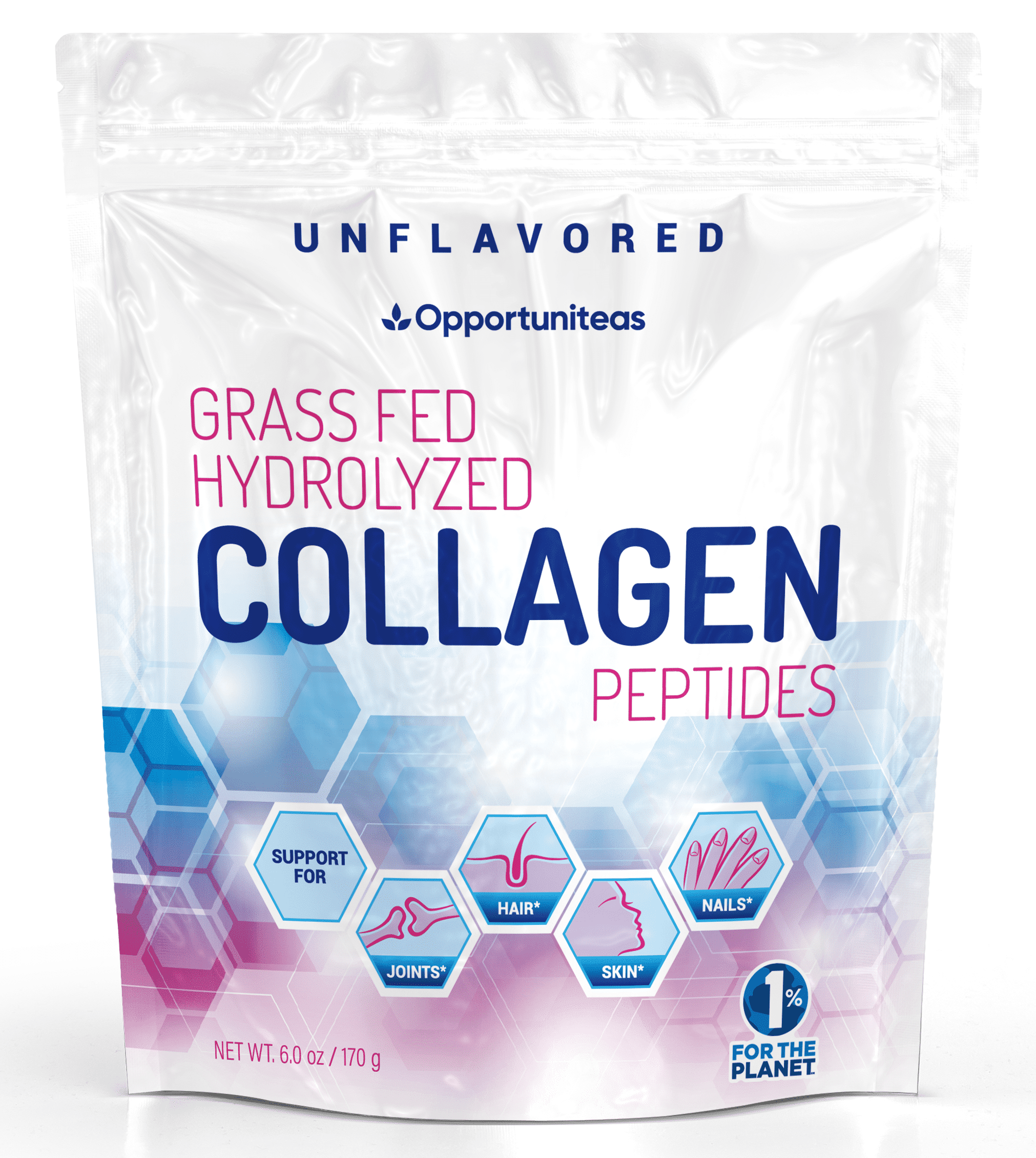 Opportuniteas - Collagen Peptides Powder, Grass Fed, Unflavored, 1 Ingredient, 15 servings
