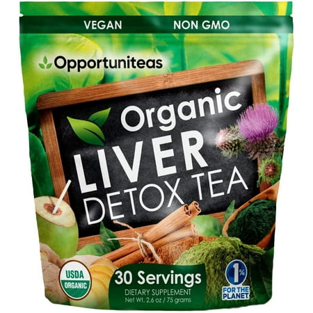 product image of Opportuniteas Liver Detox Tea Matcha Green Tea, Milk Thistle, Spirulina Organic Vegan Superfood Powder 30 Servings