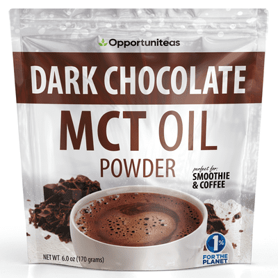 Opportuniteas MCT Oil Powder, Keto Creamer for Coffee, Drinks&Smoothies, Low Carb Keto Friendly, Boost Energy&Mental Focus, Supplement for Ketogenic Diet, Gluten Free&Non-GMO, Dark Chocolate 6 oz