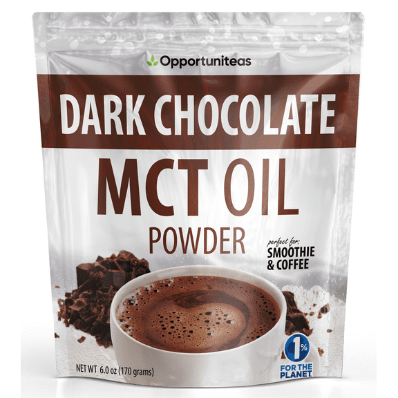 Opportuniteas MCT Oil Powder, Keto Creamer for Coffee, Drinks&Smoothies, Low Carb Keto Friendly, Boost Energy&Mental Focus, Supplement for Ketogenic Diet, Gluten Free&Non-GMO, Dark Chocolate 6 oz