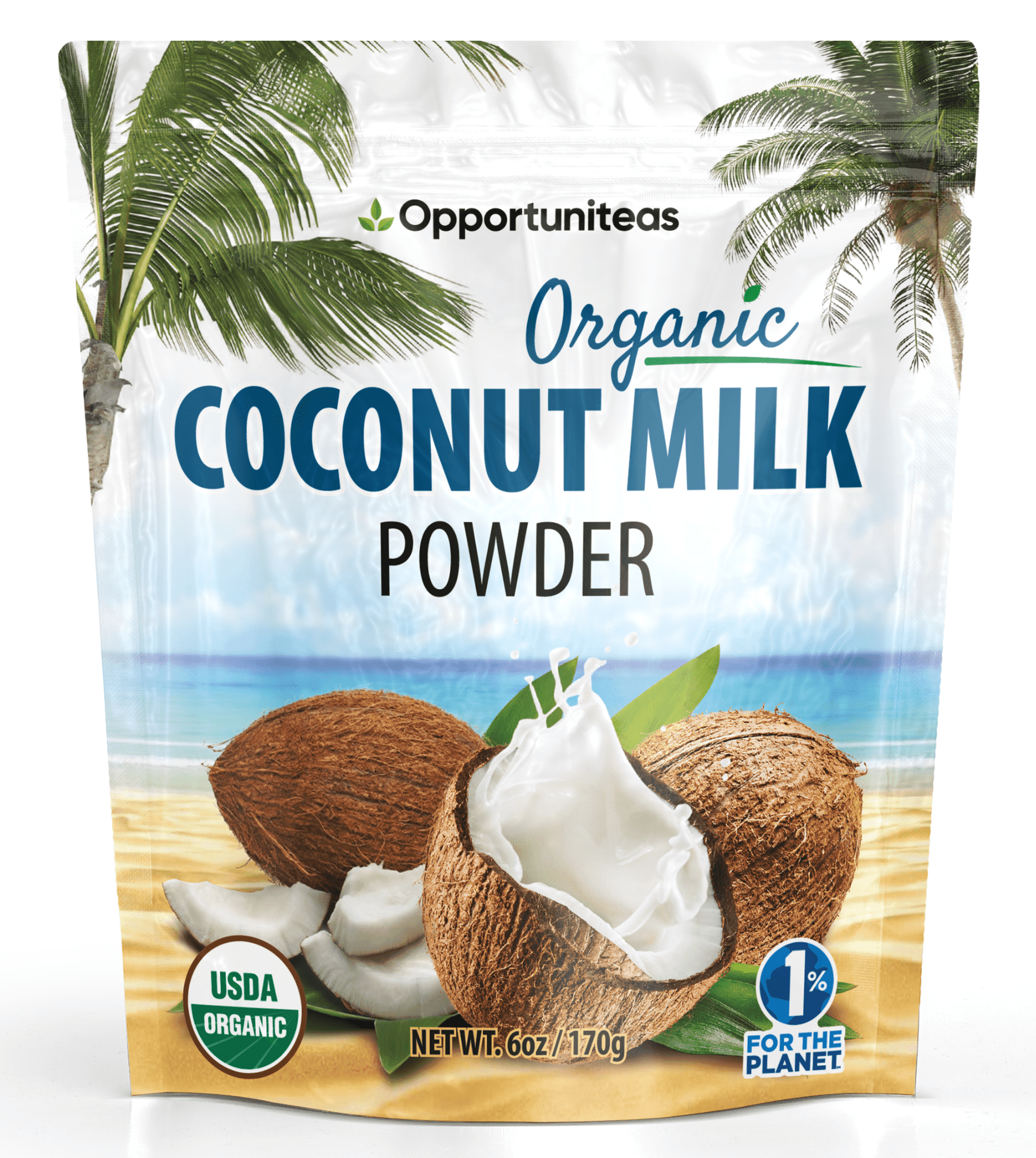 Opportuniteas Coconut Milk Powder - Non Dairy Vegan Creamer For Coffee, Tea, Smoothies, Yogurt & Cooking - Full Fat & Unsweetened For Keto & Paleo Diet - Dried & Powdered at a Low Temperature