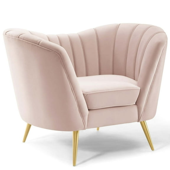 Modway Opportunity Modern Performance Velvet Armchair in Pink Finish