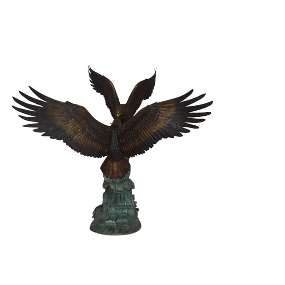 Nifao Opposing Eagles Bronze Statue, Outdoor Garden Decor Sculpture, 90"L x 69"W x 90"H