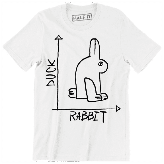 Opposite Drawing Duck And Rabbit Abstract Printed Design Men's T-Shirt
