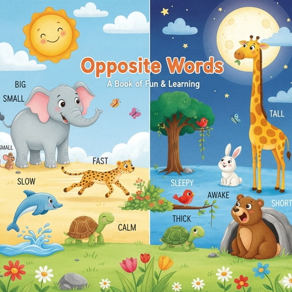 Opposite Words: Learn Opposites with Fun Animals, (Paperback)