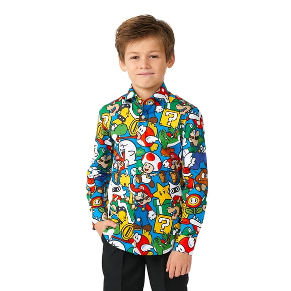 OppoSuits Boys' Shirts SHIRT LS Super Mario Boys - US 8Y Multicolor