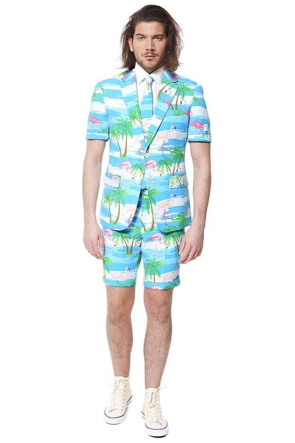 OSUM-0007-EU46 Summer Flaminguy 3 Piece Novelty Occasion Suits for Men, US Size 36