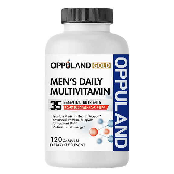 Oppuland Gold Mens Daily Multivitamin  Antioxidant Rich Formula for Energy, Metabolism, Immune & Prostate Health  120 Capsules