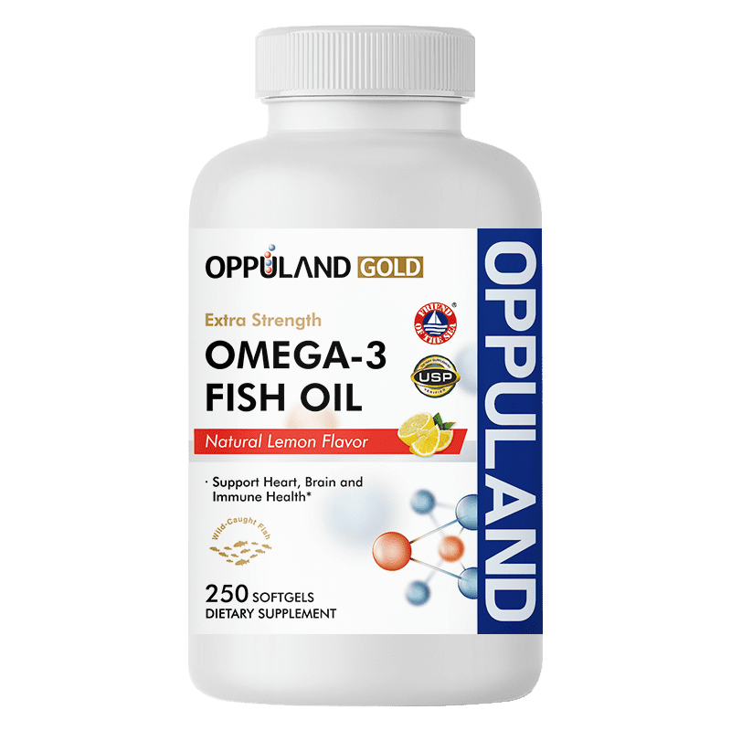 Oppuland Gold Omega-3 Fish Oil – High-Potency EPA & DHA for Heart, Brain, Joint & Immune Support – 120 Softgels Capsules Natural Lemon Flavor