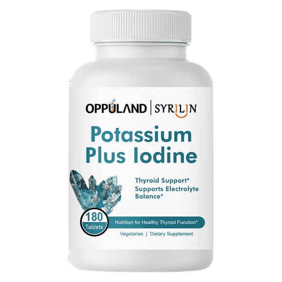 Oppuland | Syrilin Potassium Plus Iodine Vegetarian 180ct Thyroid Function Supports Electrolyte Balance and Healthy Cellular Metabolism