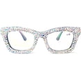 thumbnail image 1 of Oprah style Bling Rhinestone Square Reading Glasses For Women Shiny Diamond Blue Light Blocking Eyeglasses, 1 of 6